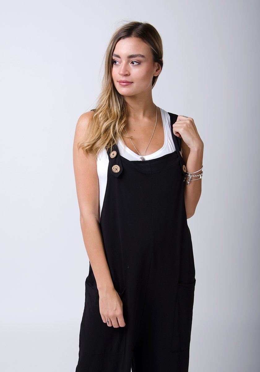 Dungaree Dress for Women in Black