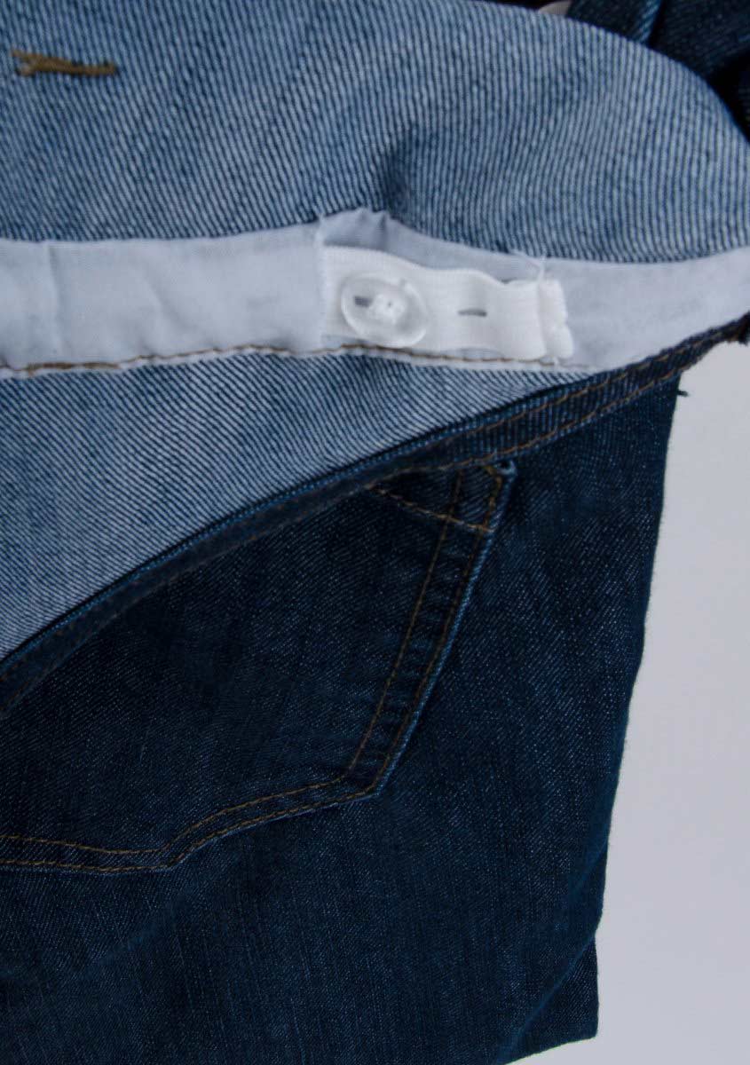 Inside close-up of WASH Clothing Company’s maternity overalls.