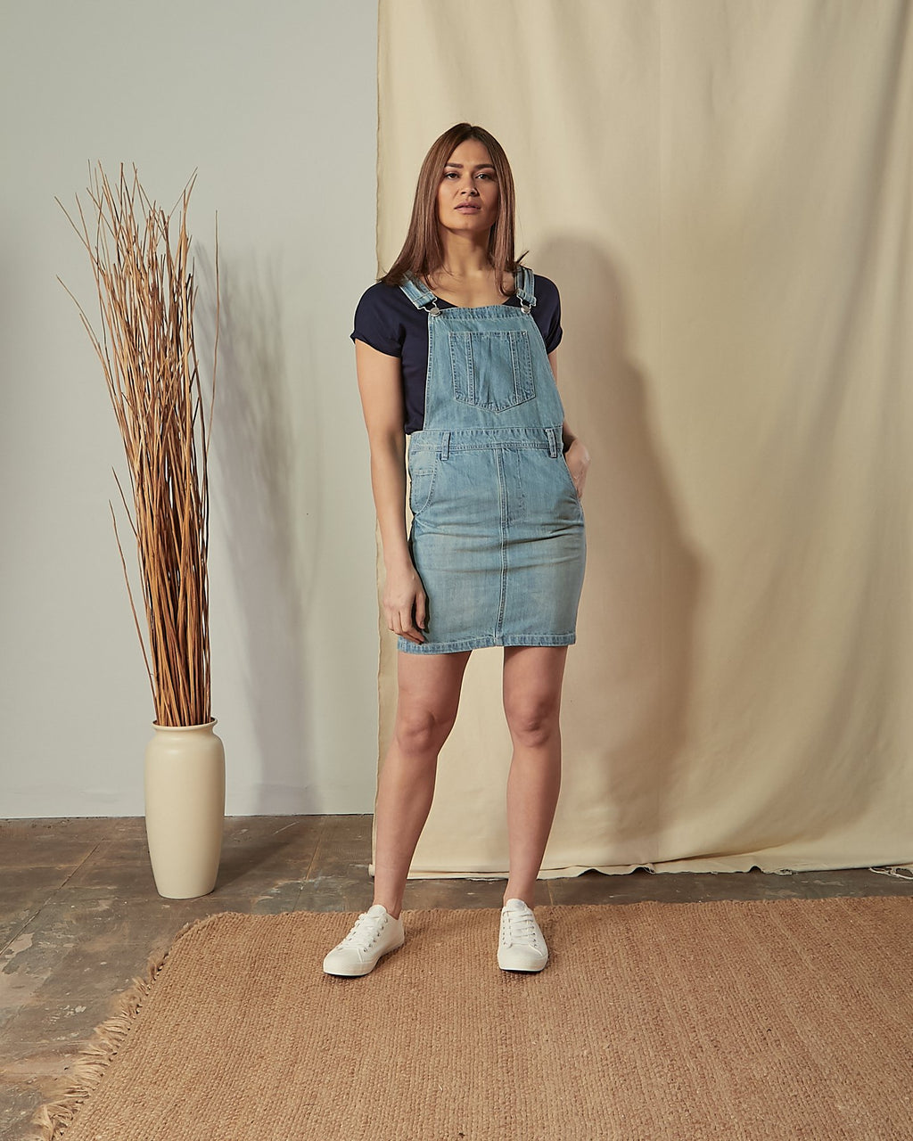 Petite denim dungaree dress 2025