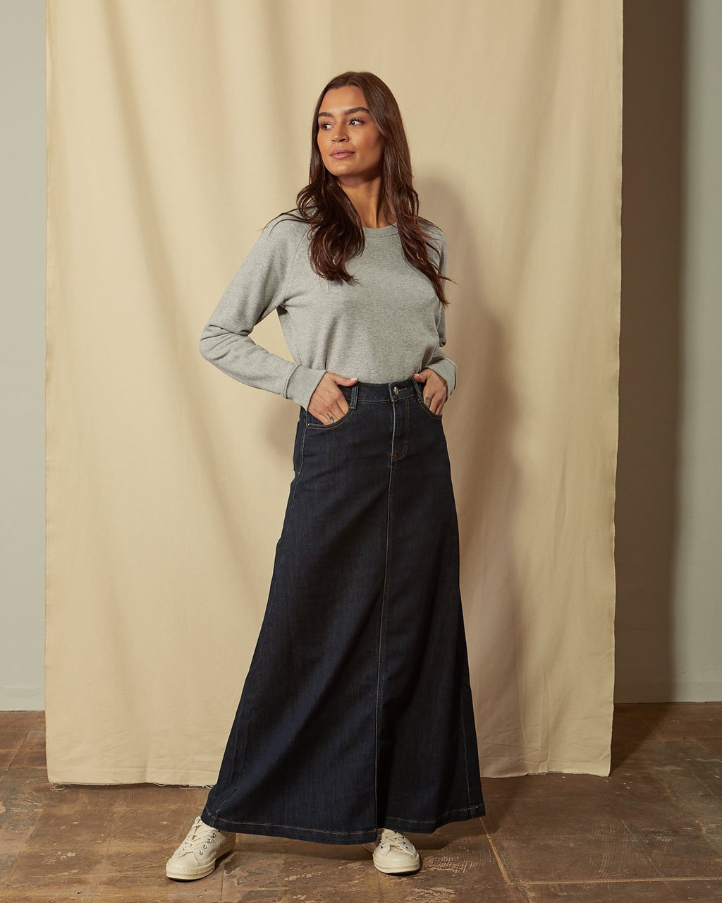 Women's Long Indigo Denim Skirt UK Size 8-24 Maxi Skirt Shop Now