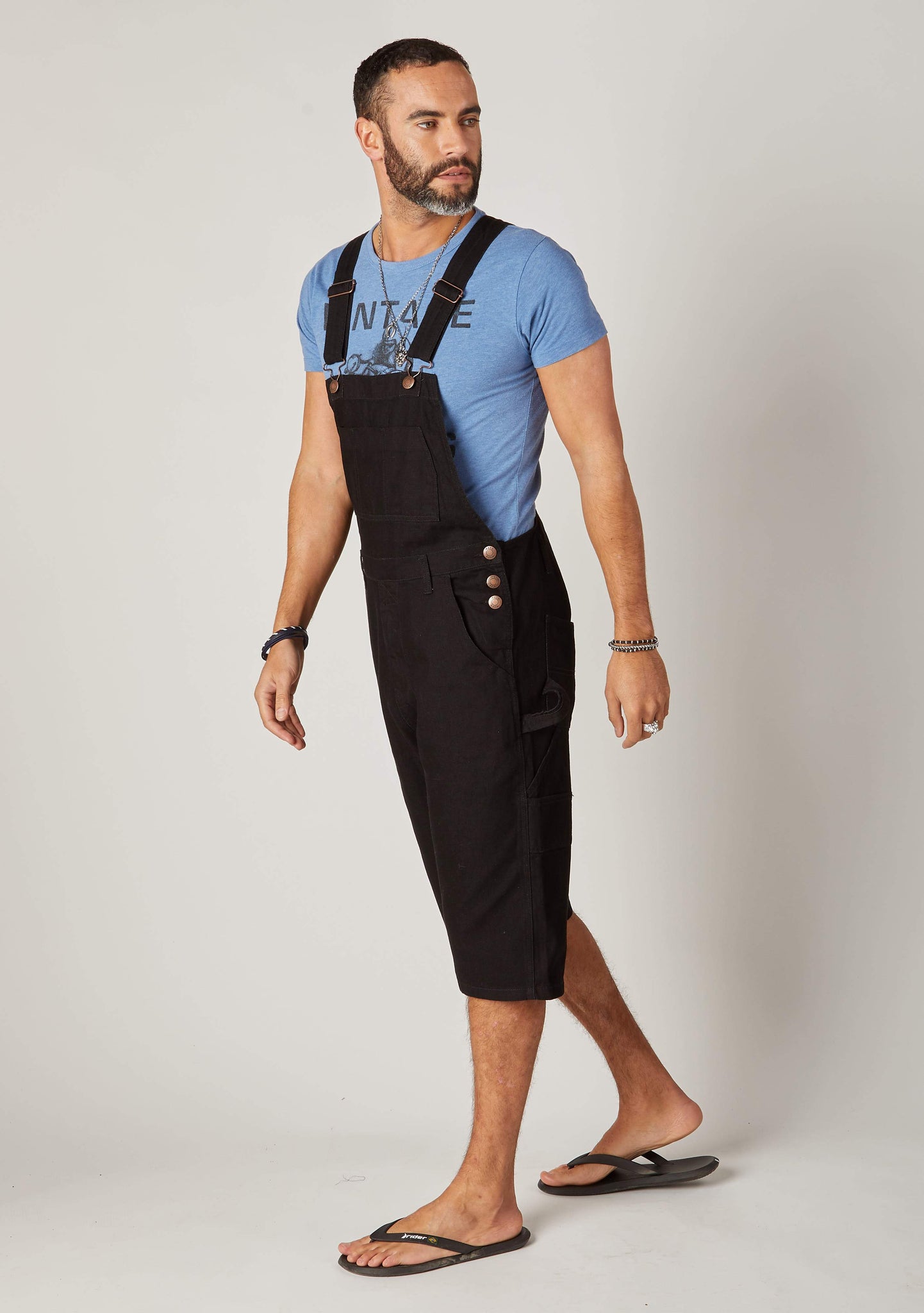 Mens black hotsell dungaree shorts